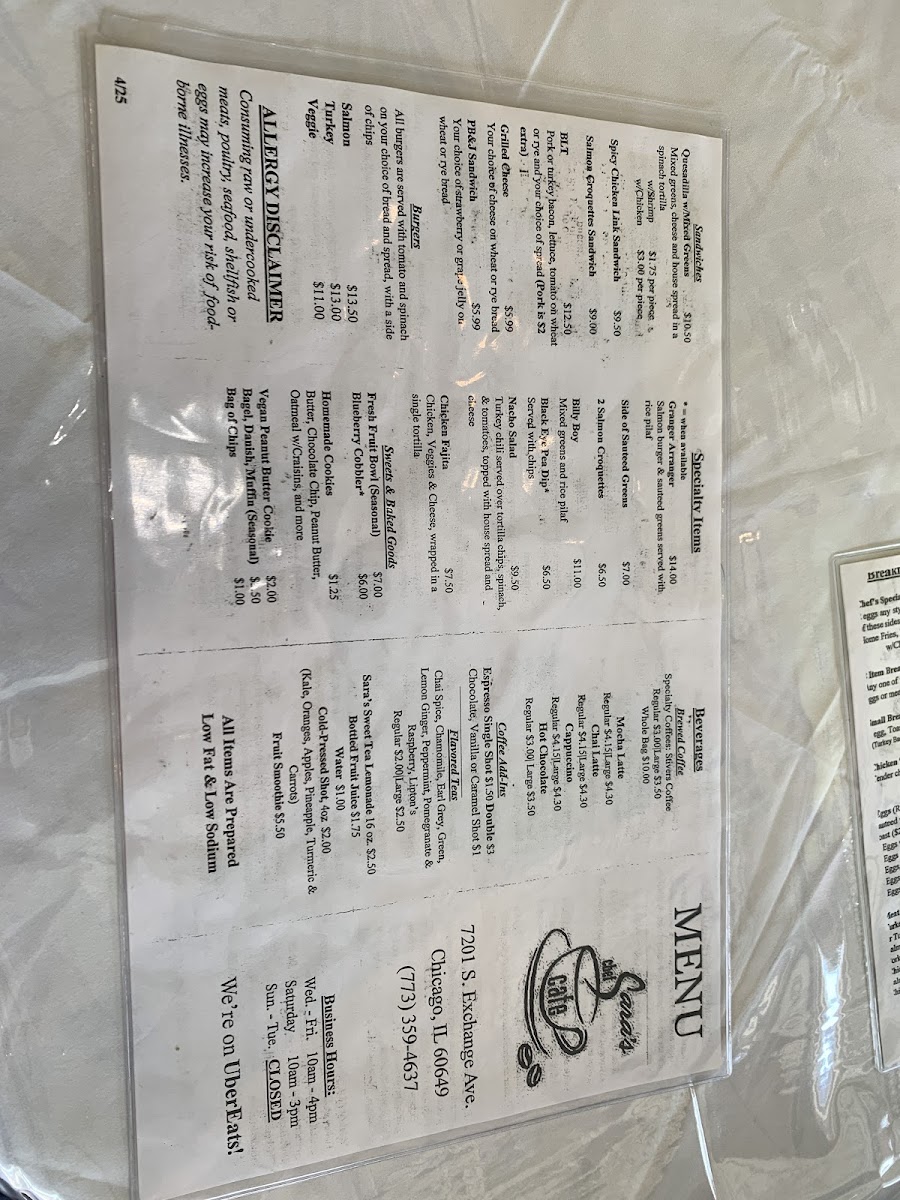 Menu Chef Sara's Cafe-6