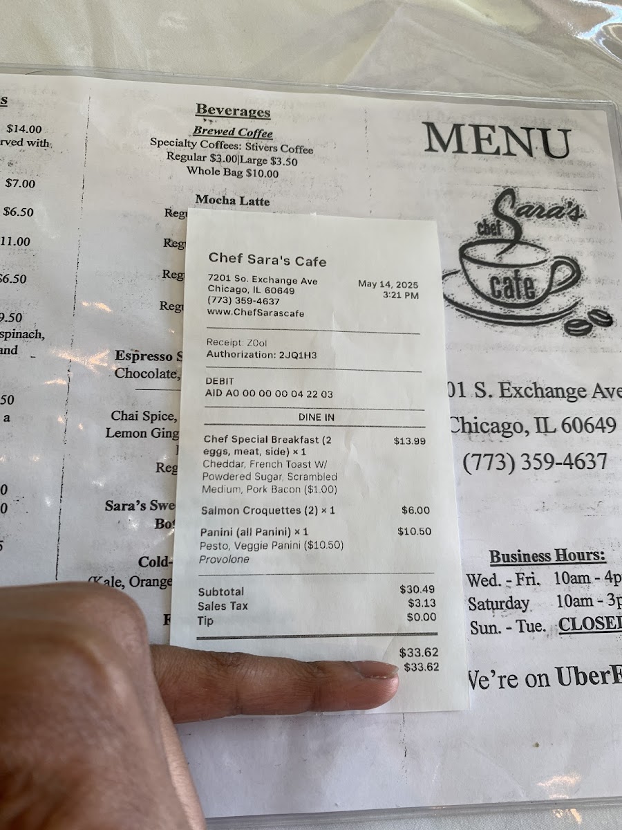Menu Chef Sara's Cafe-7