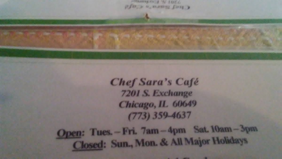 Menu Chef Sara's Cafe-9