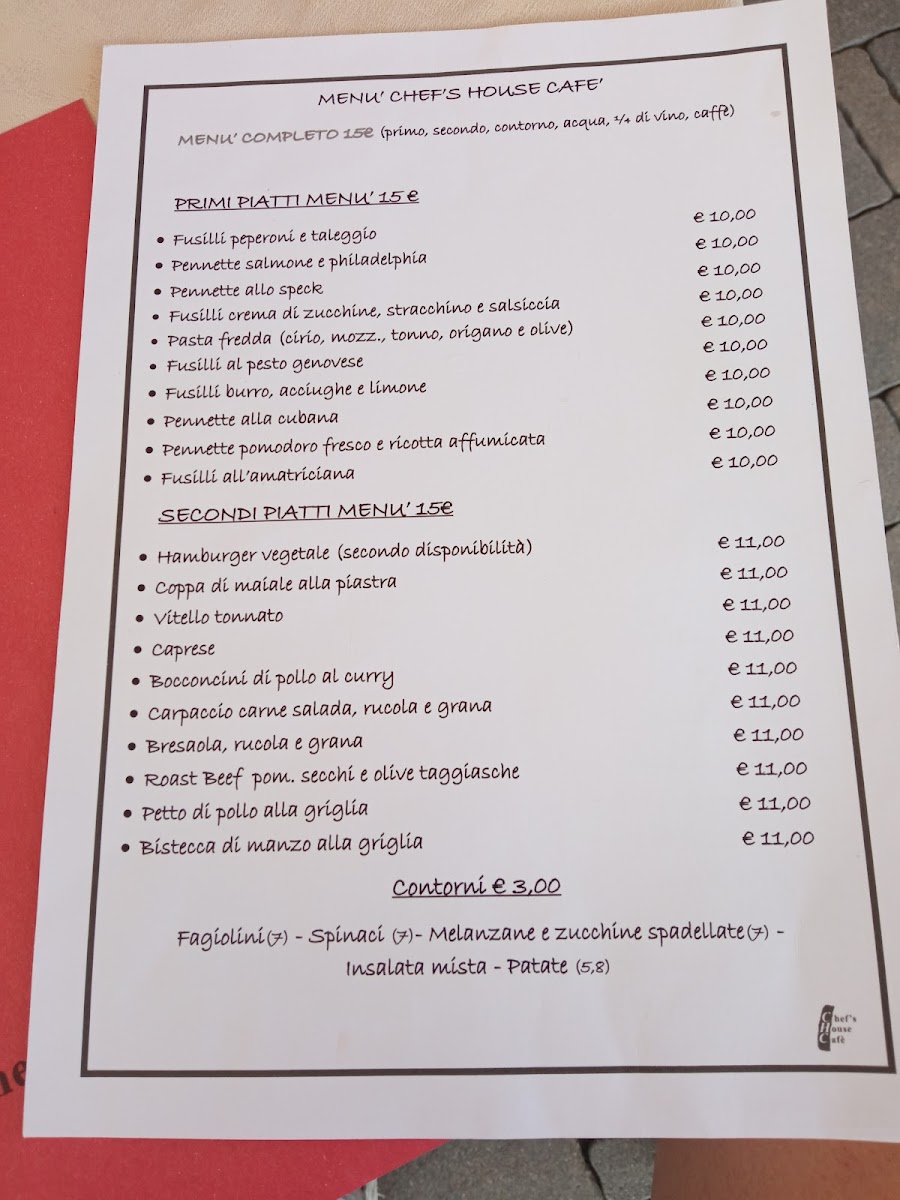 Menu Chef's House Cafè-1