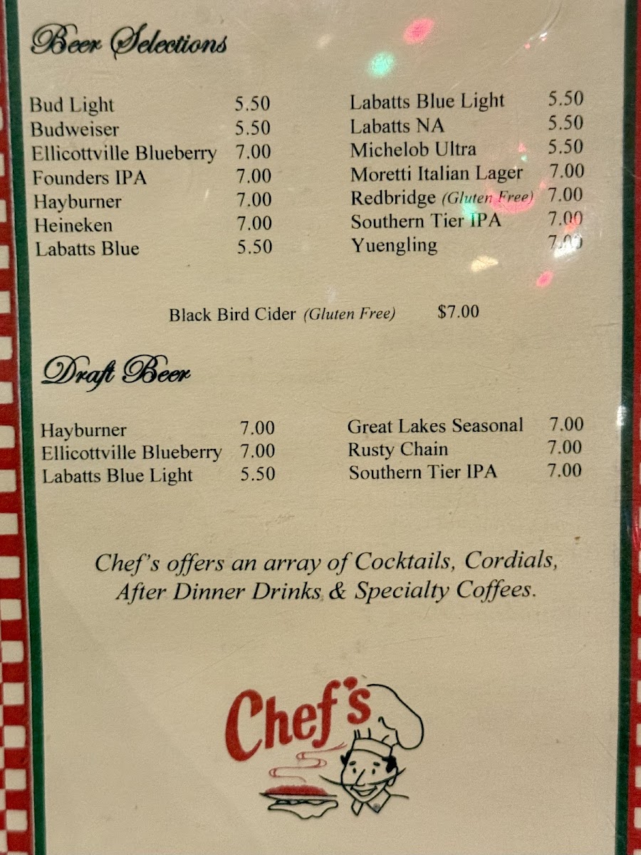 Menu Chef's Restaurant-1