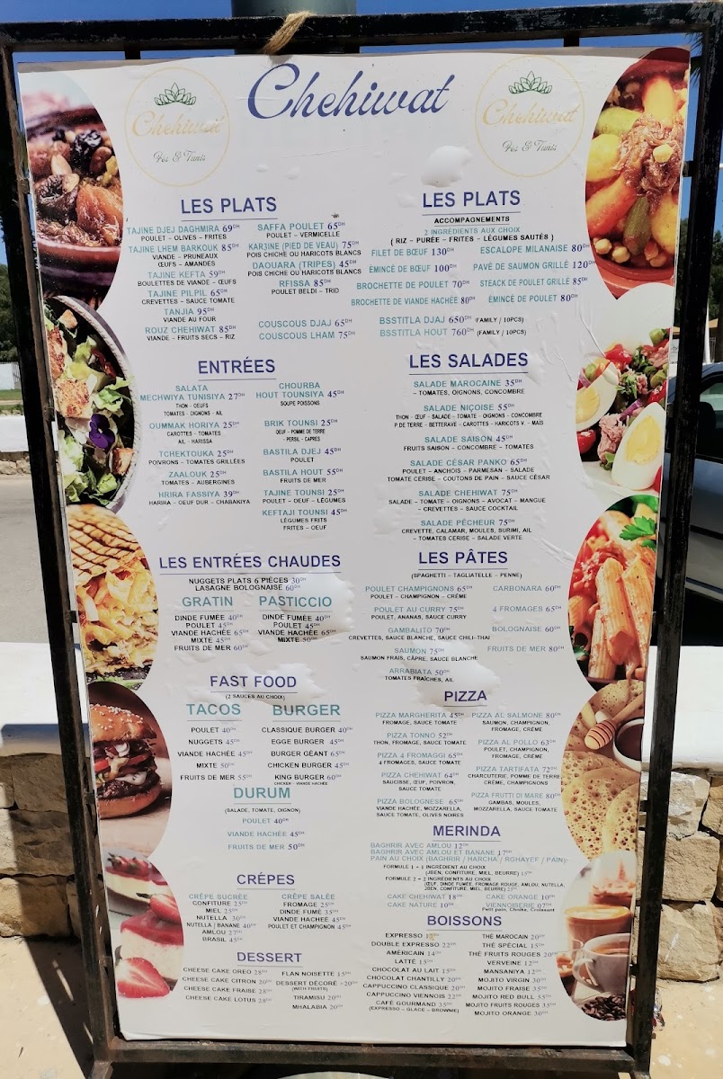 Menu Chehiwat Fès Tunis-1