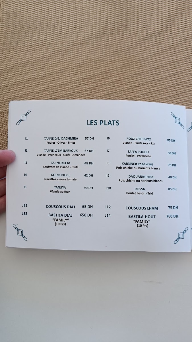 Menu Chehiwat Fès Tunis-6