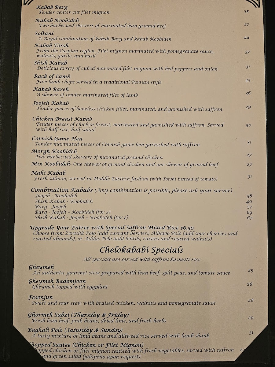 Menu Chelokababi Persian Cuisine-1