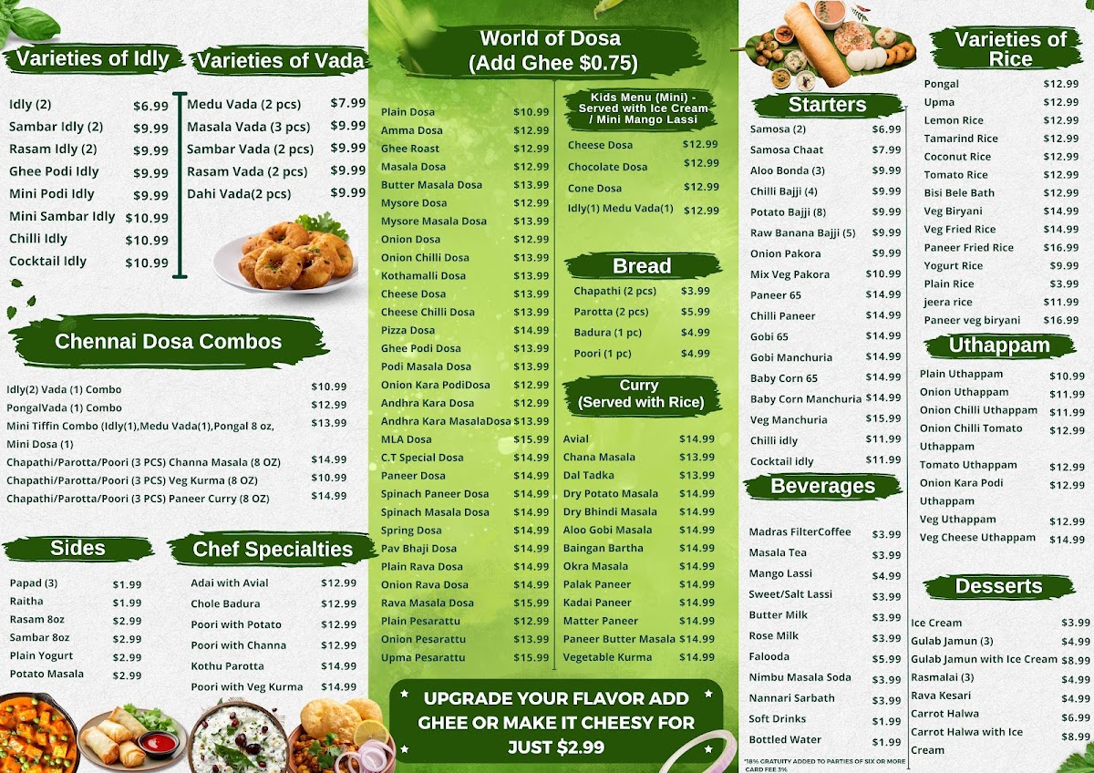 Menu Chennai Dosa Hut Vegetarian Restaurant & Indian Food-1