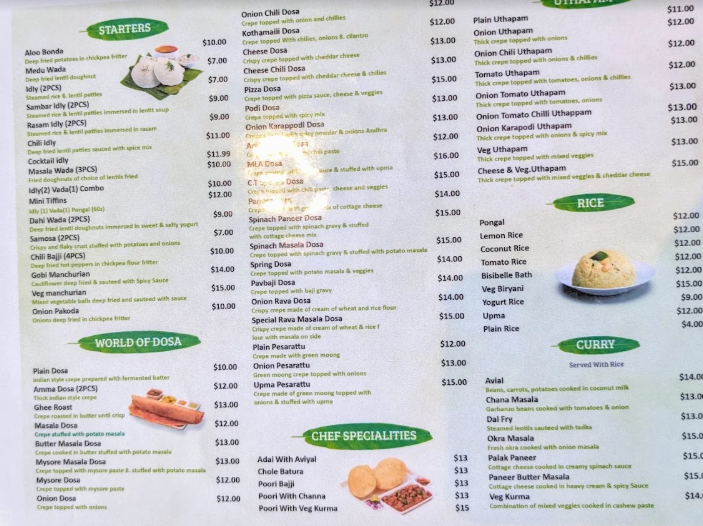 Menu Chennai Dosa Hut Vegetarian Restaurant & Indian Food-3