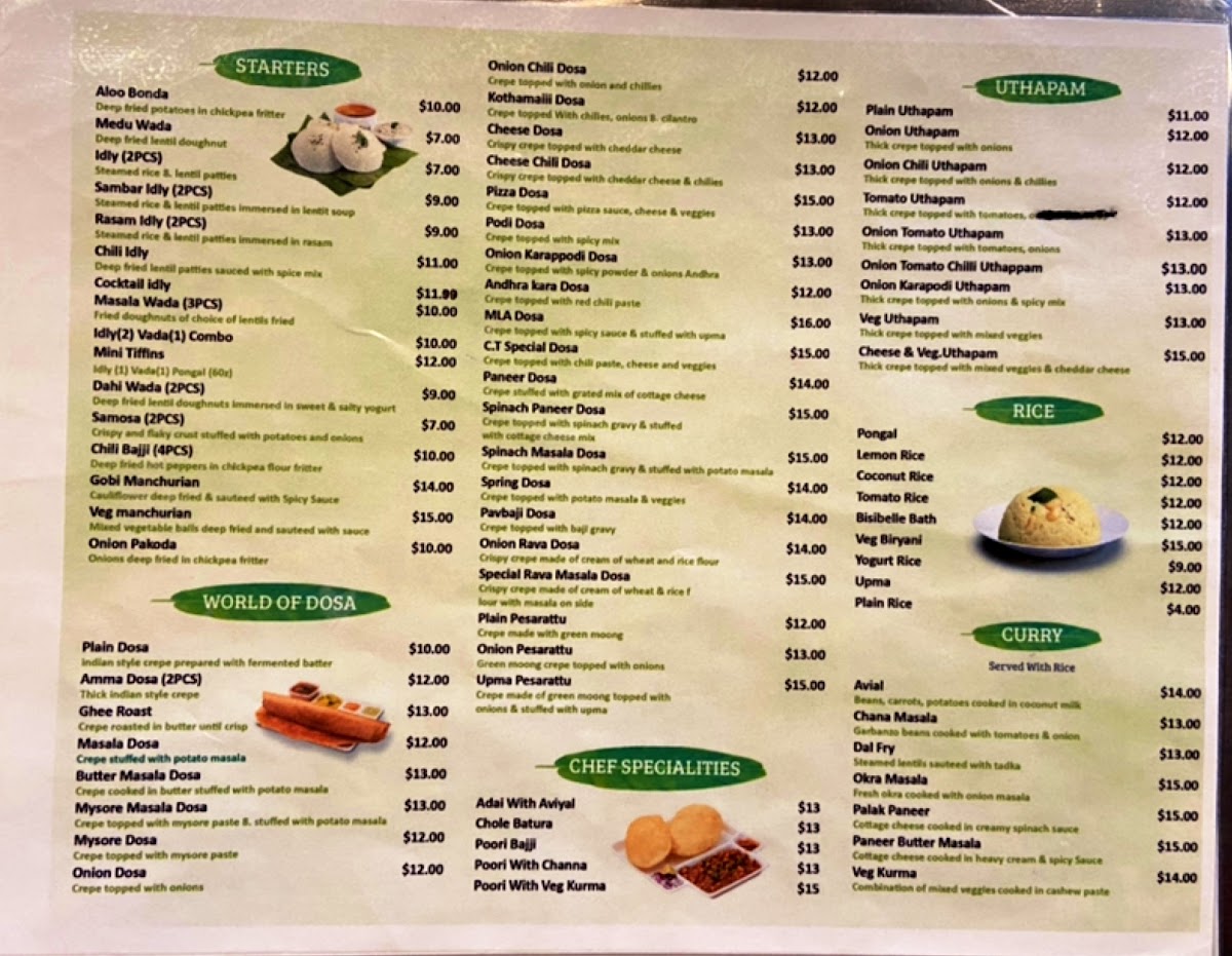 Menu Chennai Dosa Hut Vegetarian Restaurant & Indian Food-5