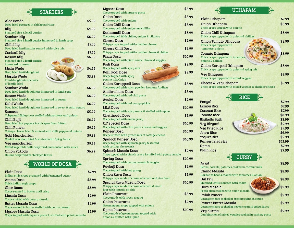 Menu Chennai Dosa Hut Vegetarian Restaurant & Indian Food-7