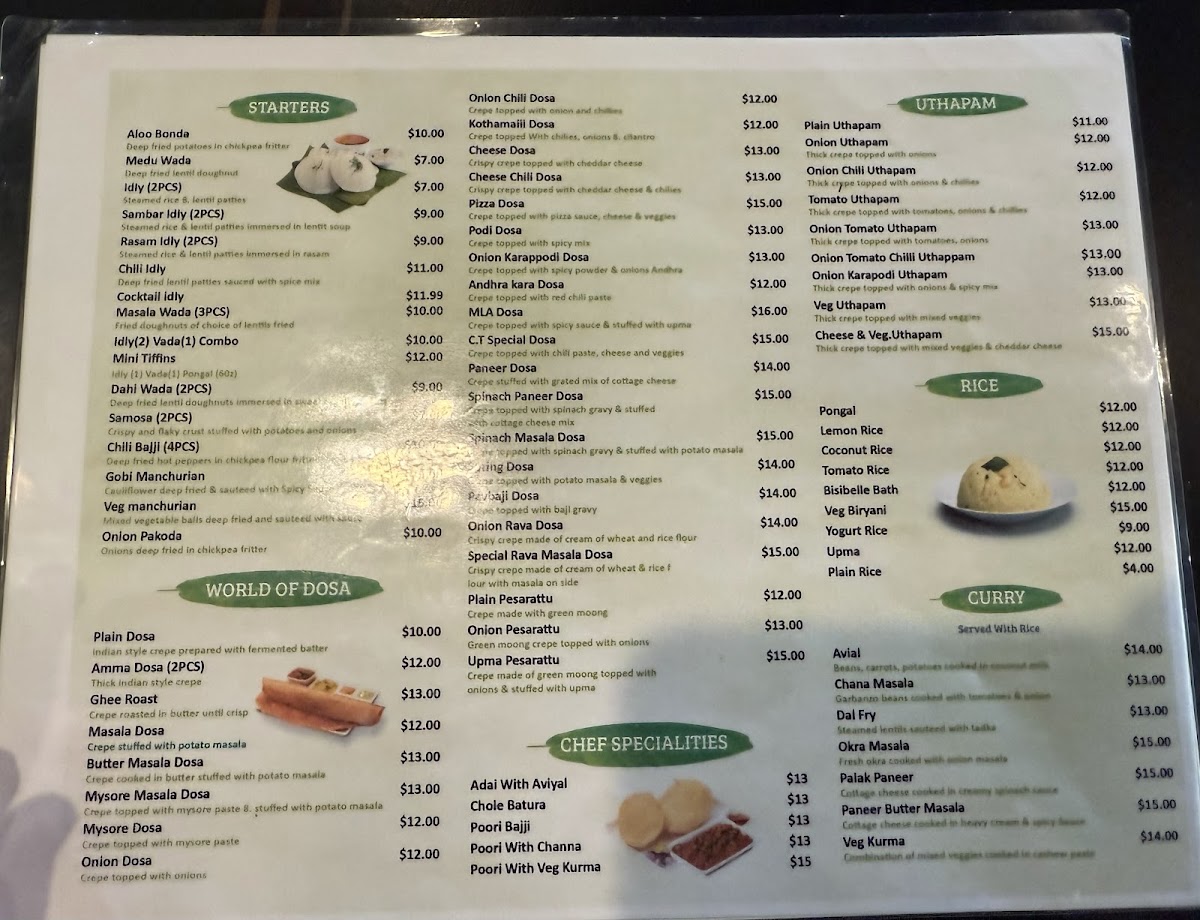 Menu Chennai Dosa Hut Vegetarian Restaurant & Indian Food-8