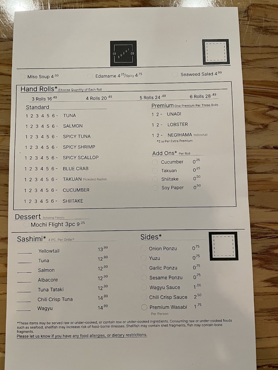 Menu Cherry Hills Sushi Co.-1