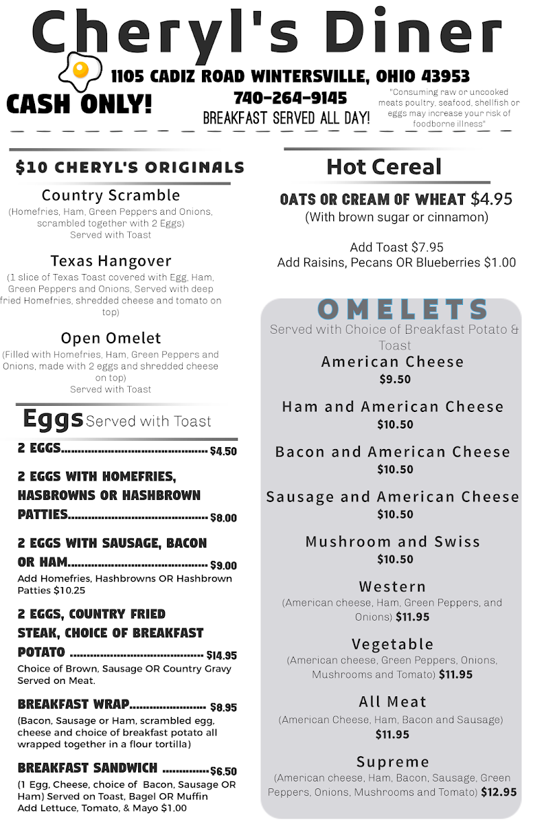 Menu Cheryl's Diner-5
