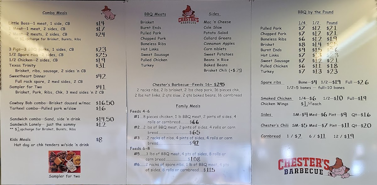 Menu Chester's Barbecue-1