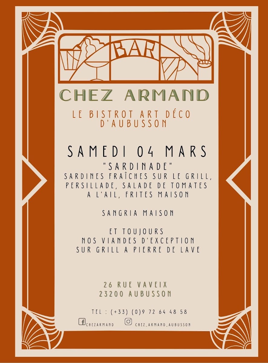 Menu Chez Armand Le Bistrot Art Déco À Aubusson-4