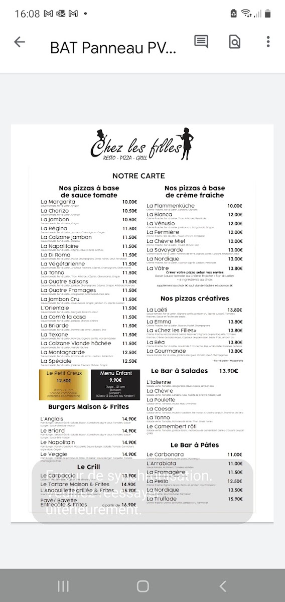 Menu Chez Les Filles Ii-1