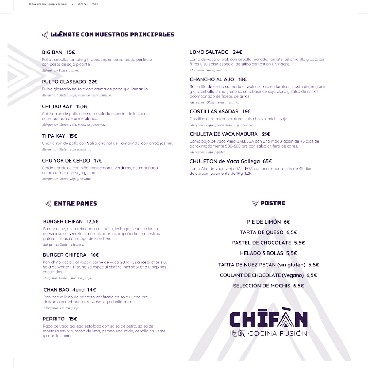 Menu Chīfàn-1