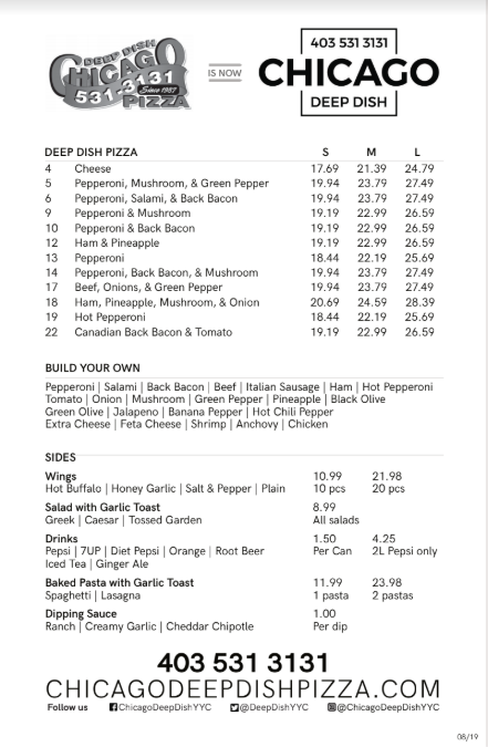 Menu Chicago Deep Dish Pizza - Calgary's Original-4