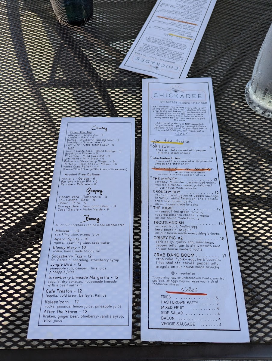 Menu Chickadee-1