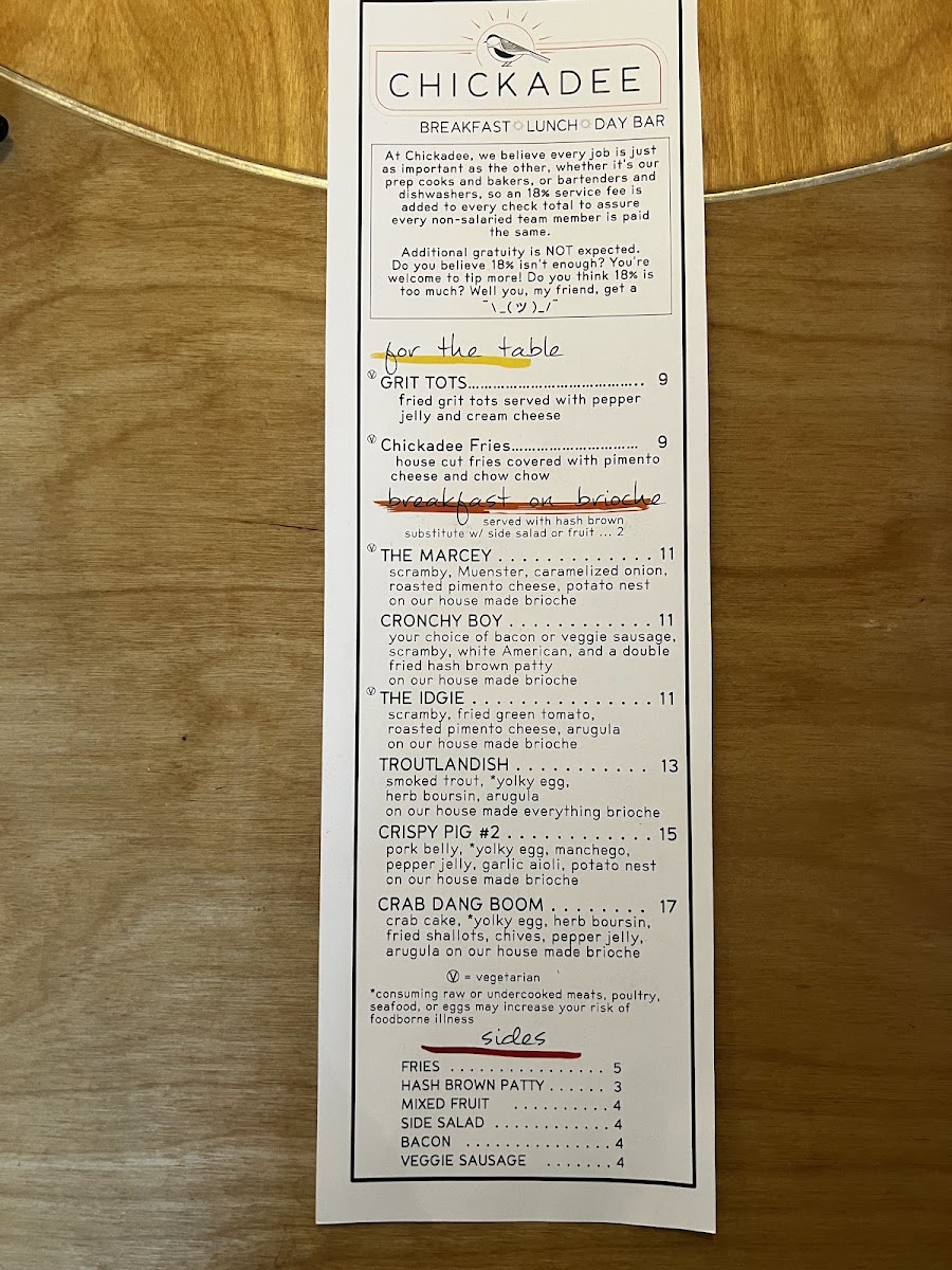 Menu Chickadee-7