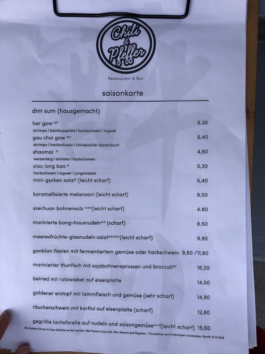 Menu Chili & Pfeffer Restaurant-Bar 醉川中餐厅-4