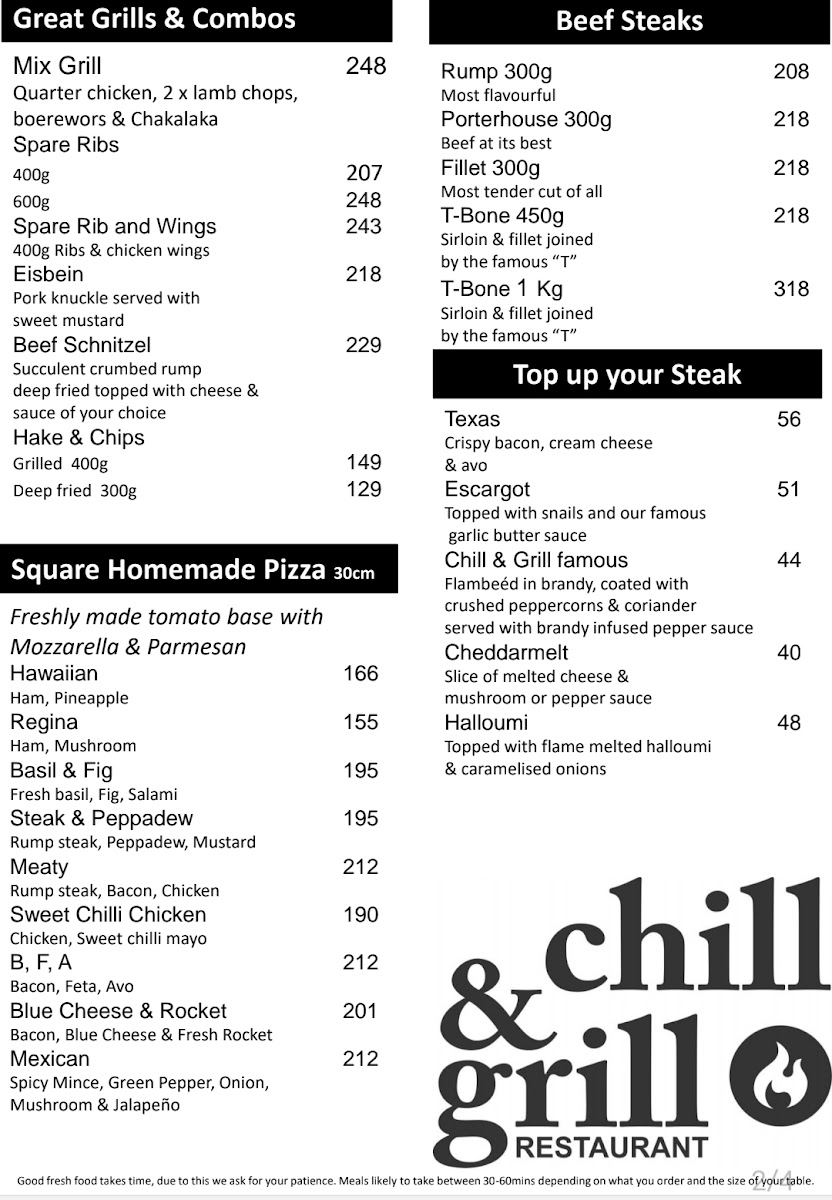 Menu Chill&grill Restaurant-1