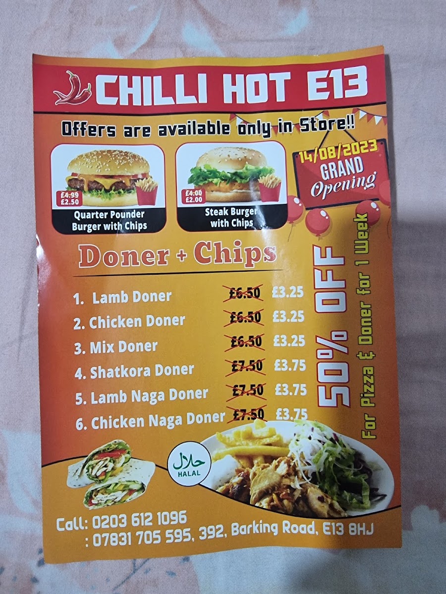 Menu Chilli Hot E13-9