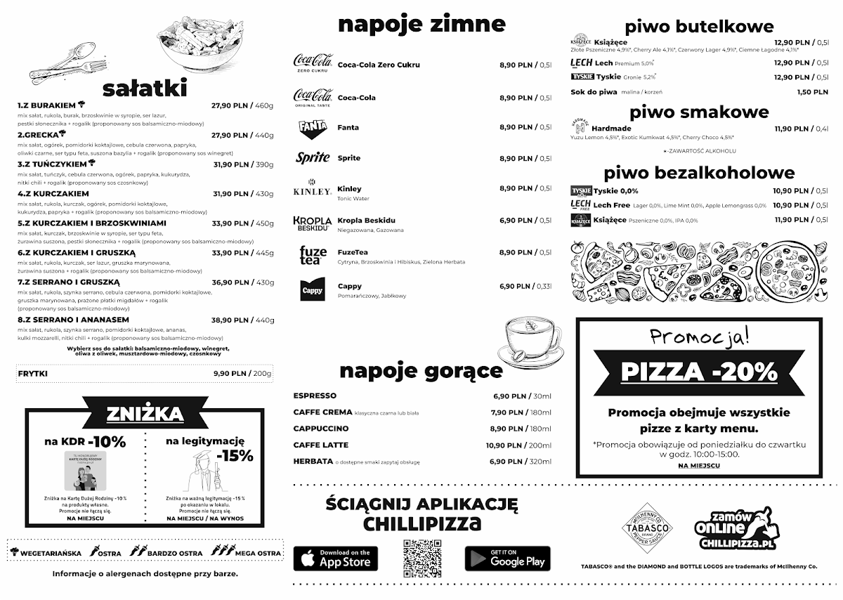 Menu Chilli Pizza Pizzeria Białystok Słonecznikowa 2-1