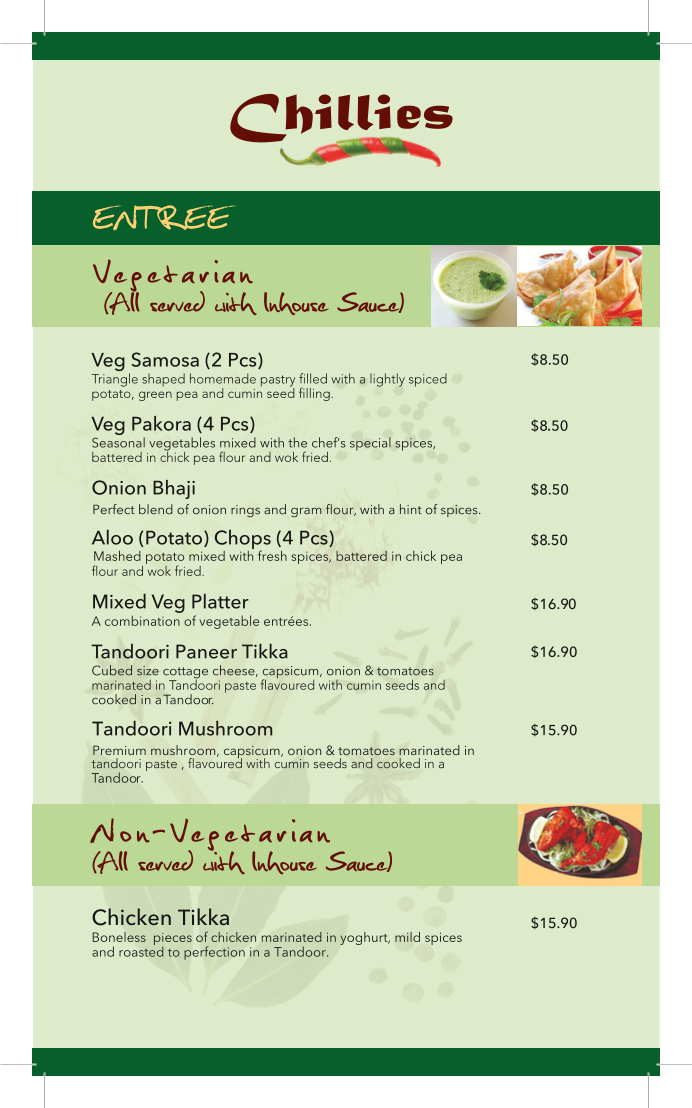 Menu Chillies Indian And Nepalese Restaurant-1