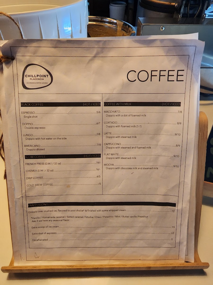 Menu Chillpoint Placencia - Ice Cream, Coffee & Wine Lounge-8