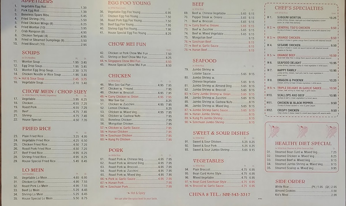 Menu China 8-2