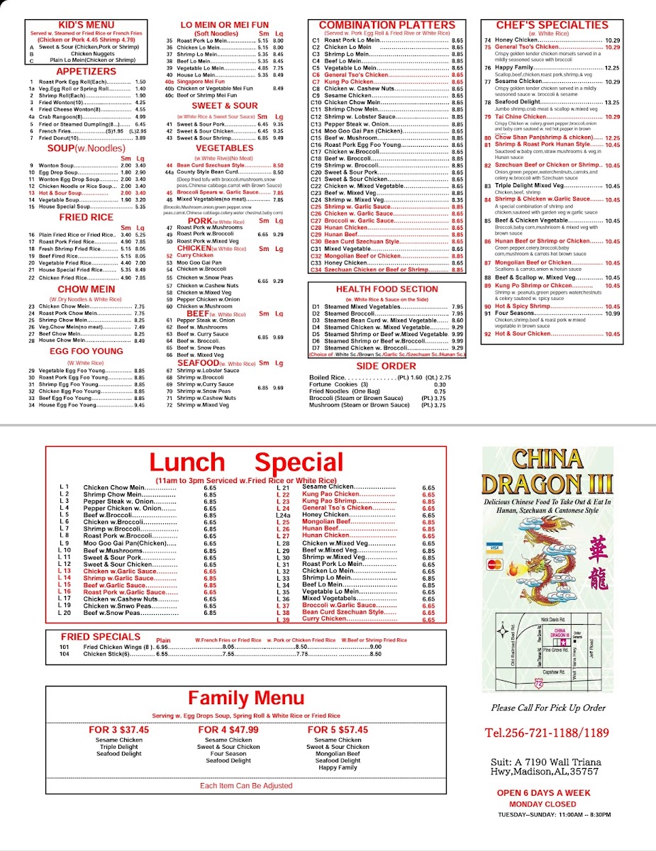Menu China Dragon 3-1