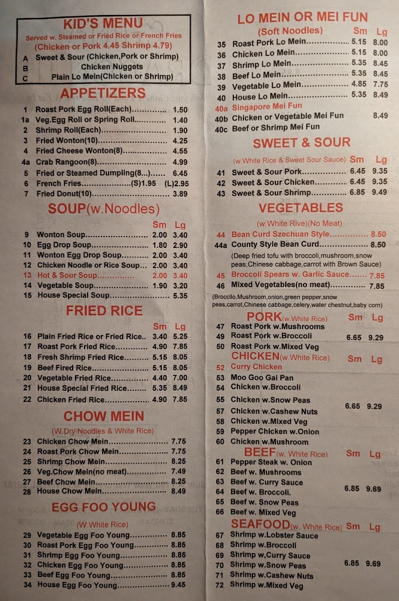 Menu China Dragon 3-2