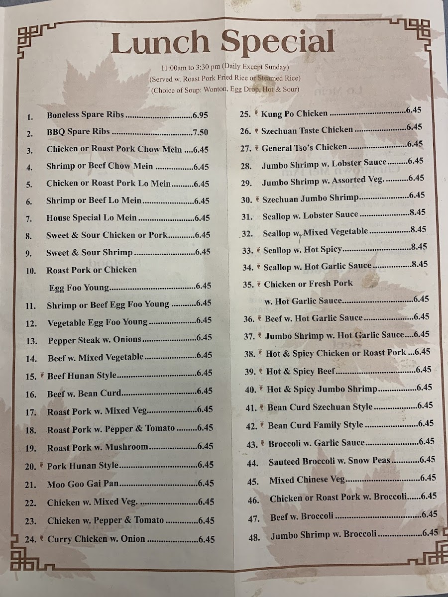 Menu China May-5