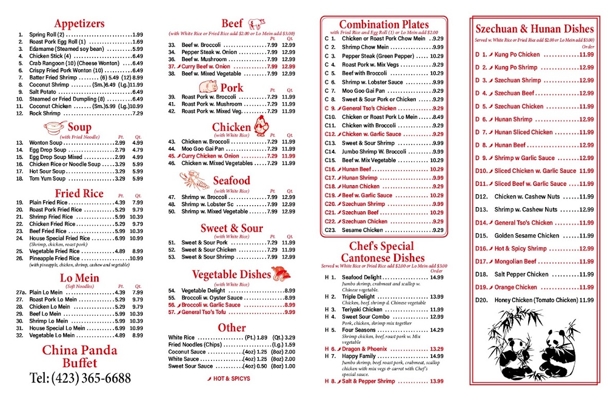 Menu China Panda Buffet-1