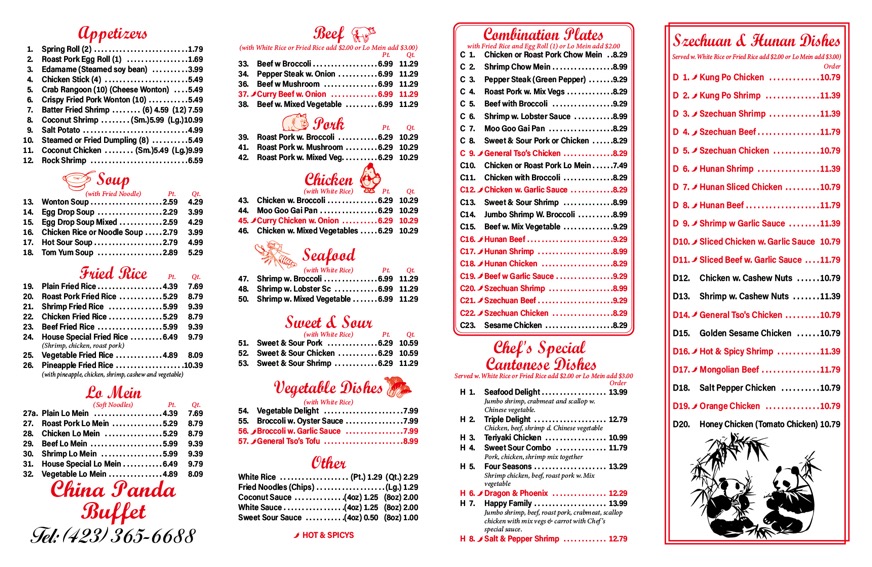 Menu China Panda Buffet-2