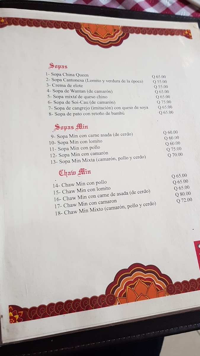 Menu China Queen 2-8