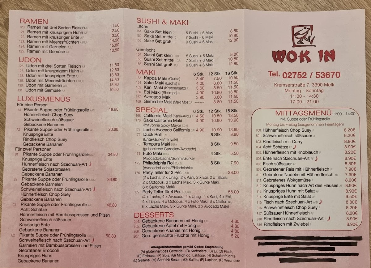 Menu China-Restaurant Wok In-1
