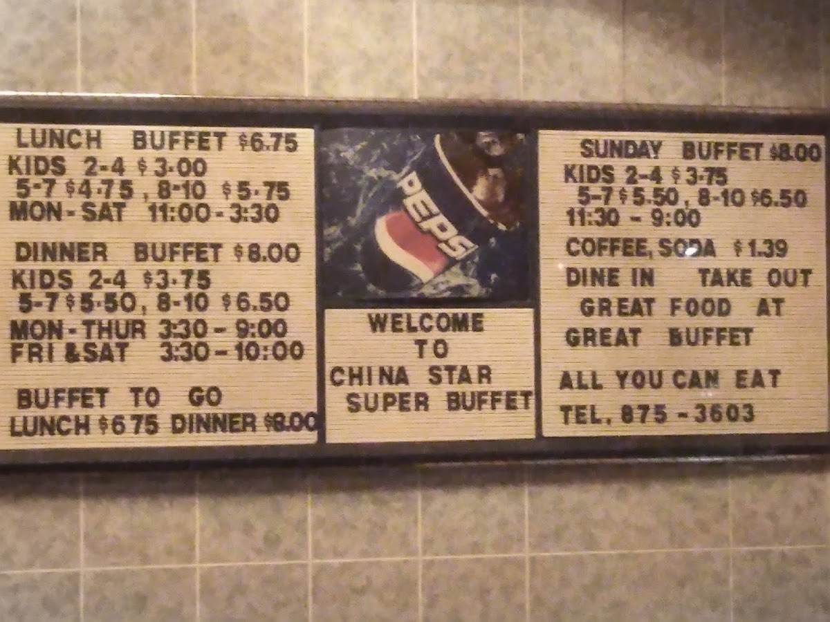 Menu China Star Super Buffet-2