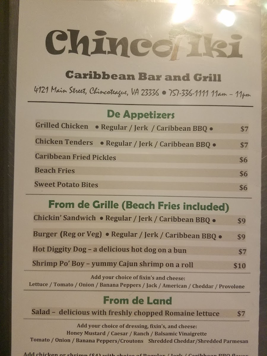 Menu Chincotiki Caribbean Bar And Grill-8