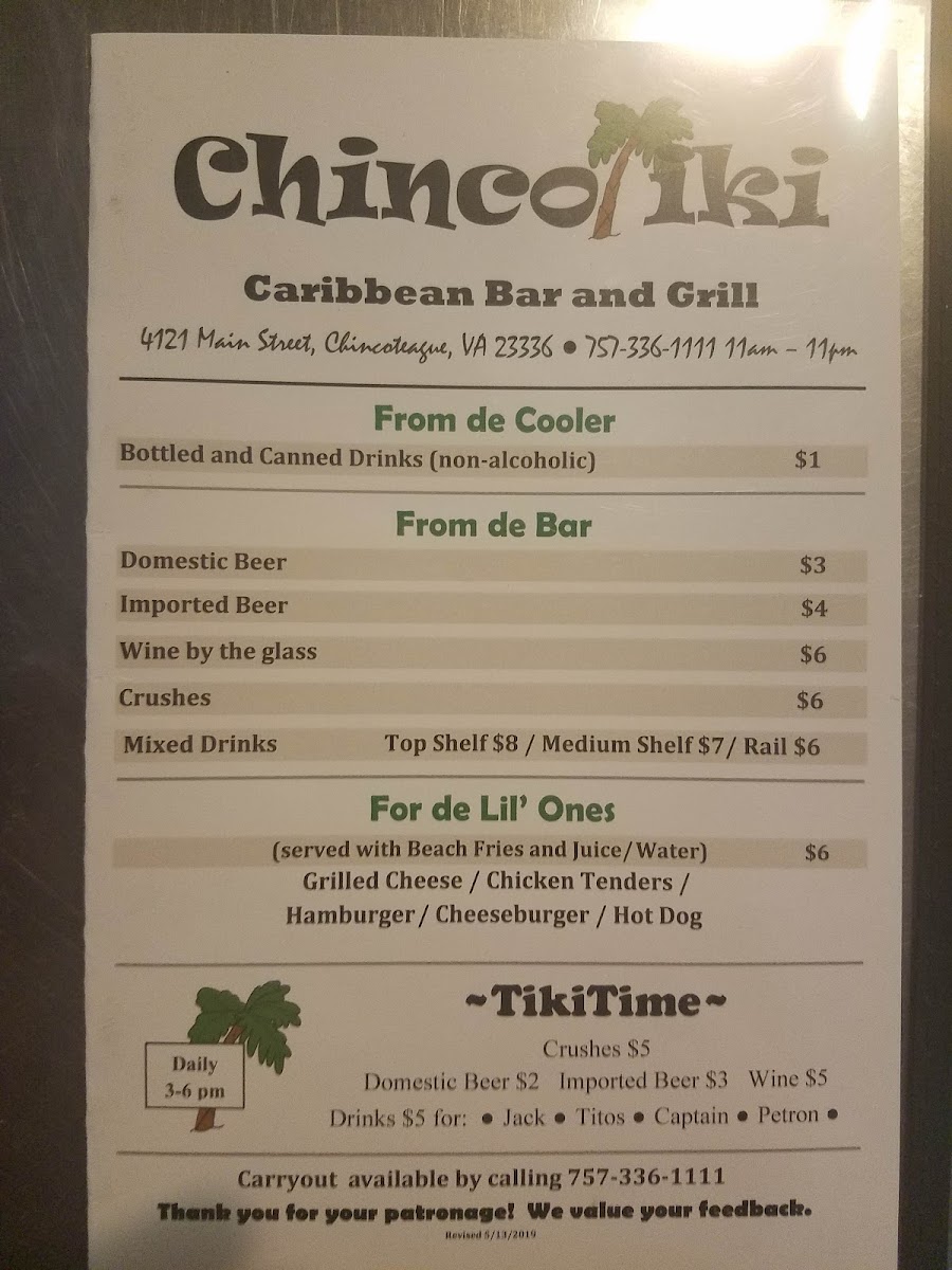 Menu Chincotiki Caribbean Bar And Grill-9
