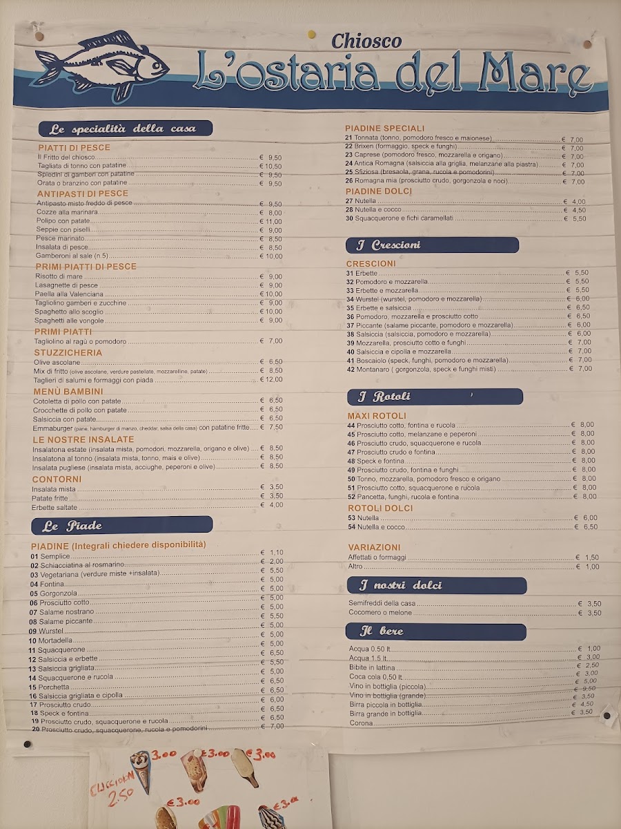 Menu Chiosco L'ostaria Del Mare-1