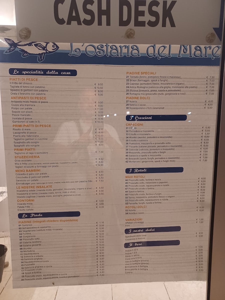 Menu Chiosco L'ostaria Del Mare-10