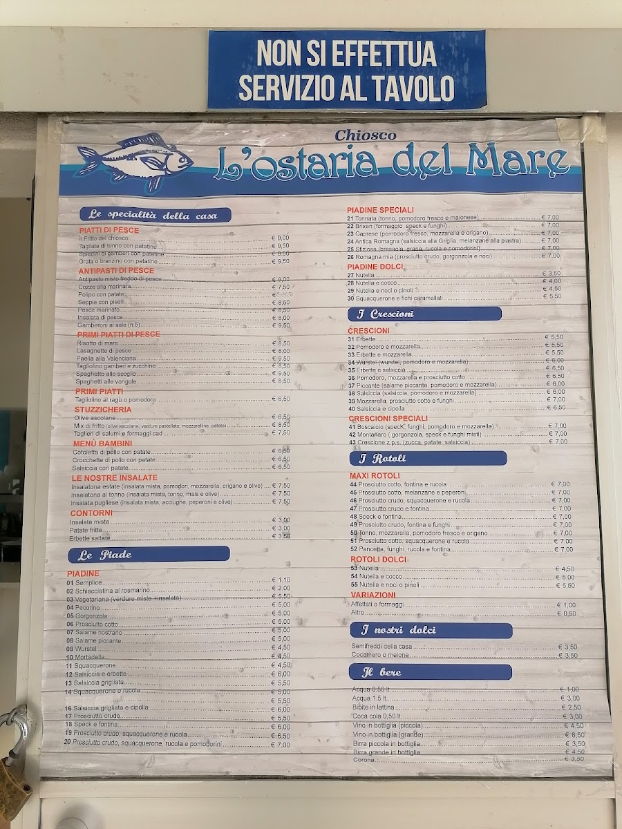 Menu Chiosco L'ostaria Del Mare-6