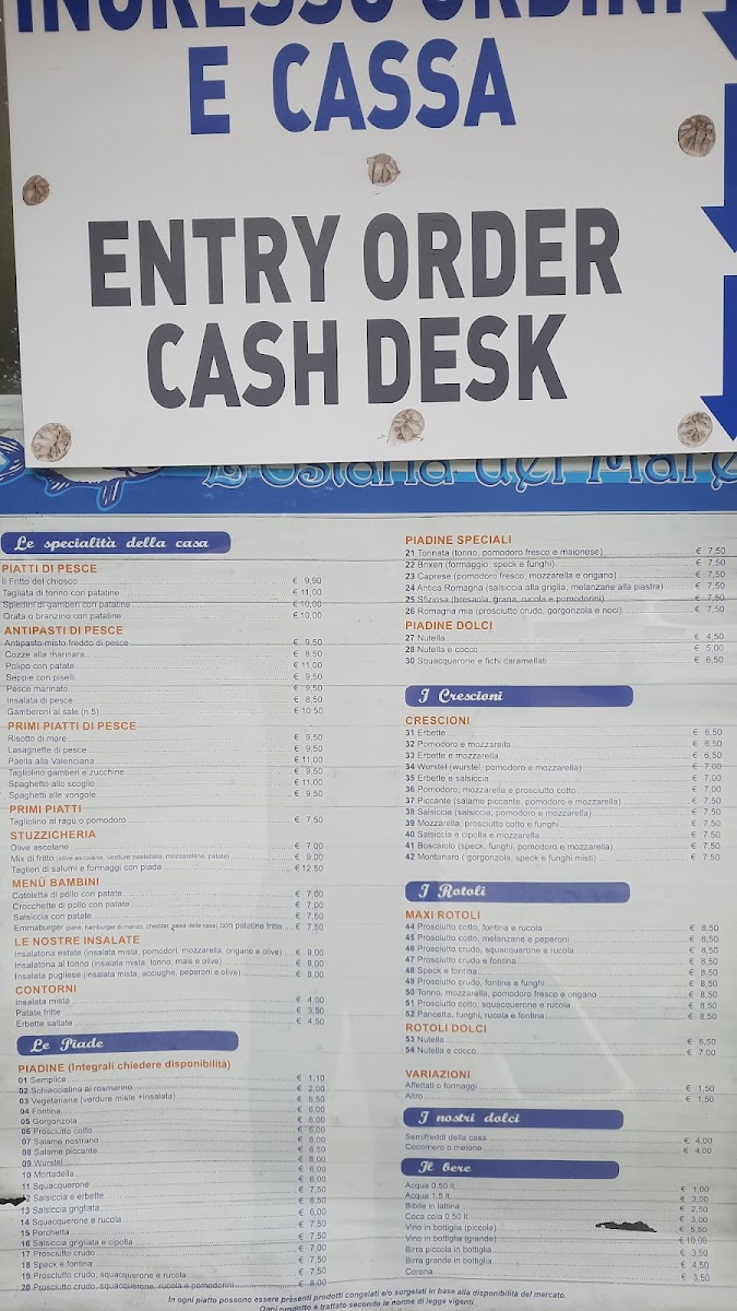 Menu Chiosco L'ostaria Del Mare-7