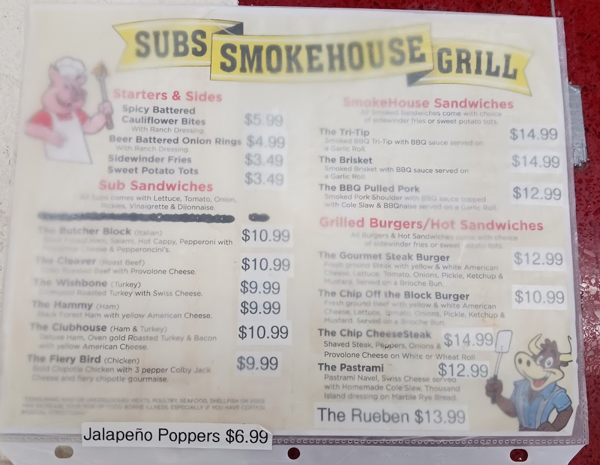 Menu Chip Off The Block Deli Subs Smoke House Grill-9