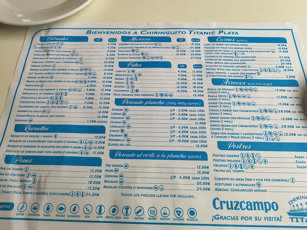 Menu Chiringuito Titanic Playa-1