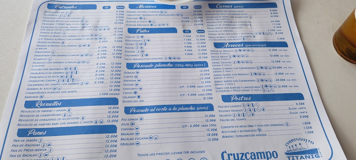 Menu Chiringuito Titanic Playa-2