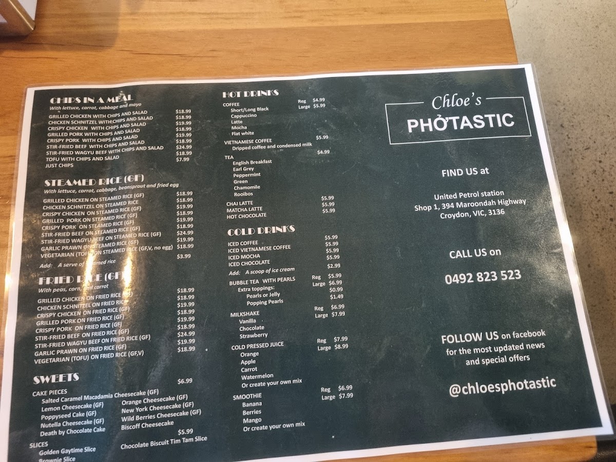 Menu Chloe’S Photastic-5