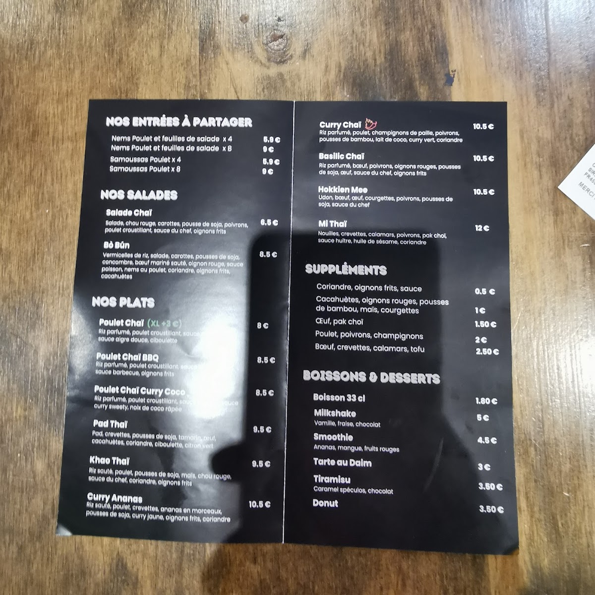 Menu Chô Chaï Montpellier Antigone - Thaï Street Food-6