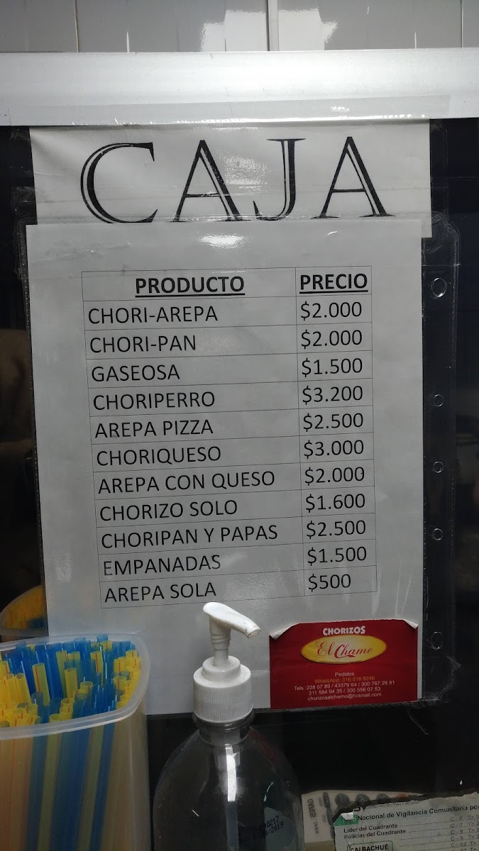 Menu Chorizos El Chamo-3