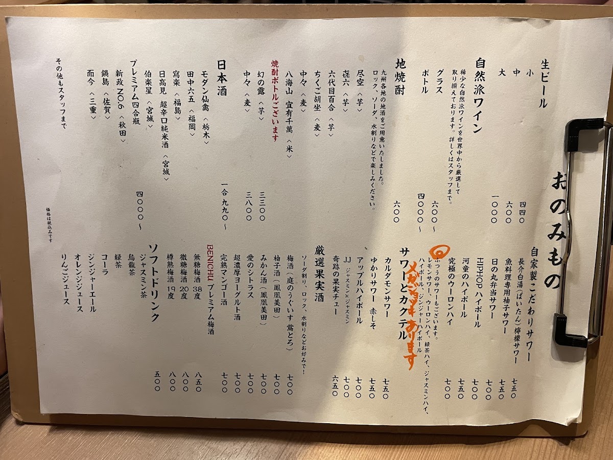 Menu Chousuke Nakameguro-10